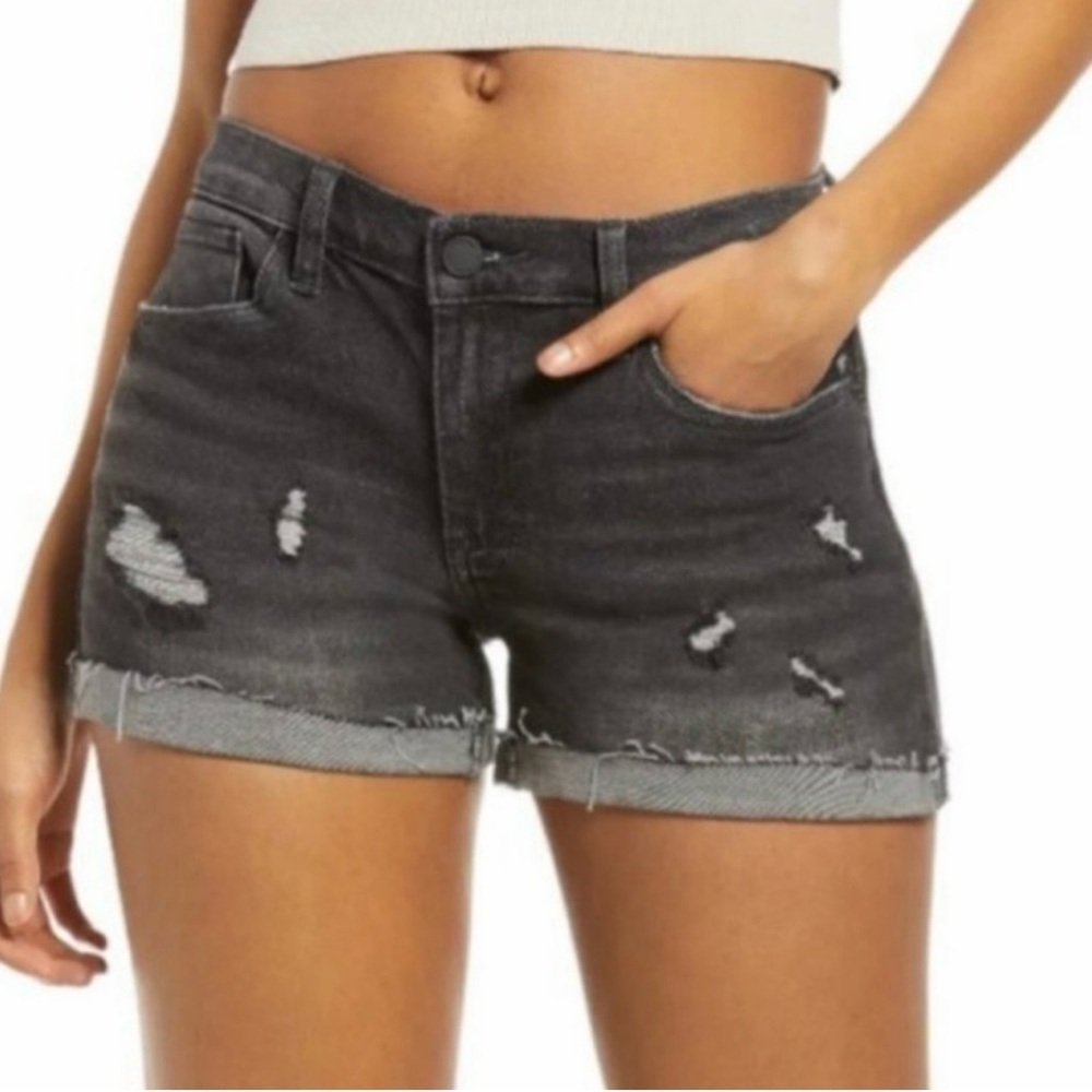 Blank NYC The Fulton Black Wash Distressed Jean Shorts Size 31